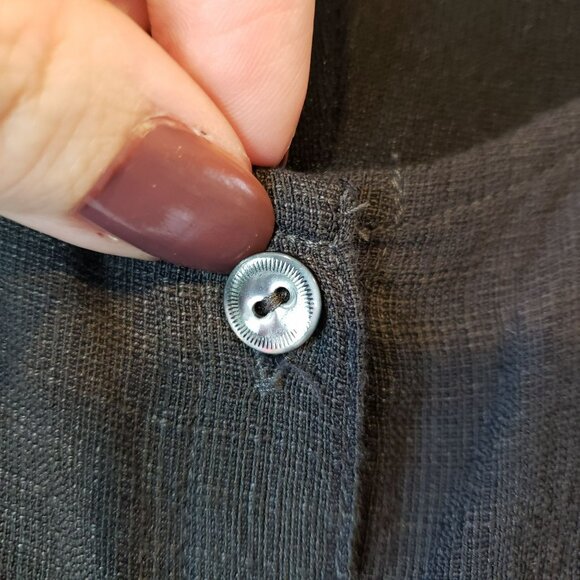 Eileen Fisher Petite Linen Viscose Black Gray Button Down Top Blouse Petite S PS - Picture 4 of 11